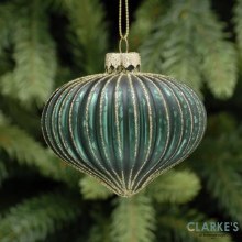 Picture of Regal Evergreen and Gold Frosted Christmas Tree Bauble 8cm